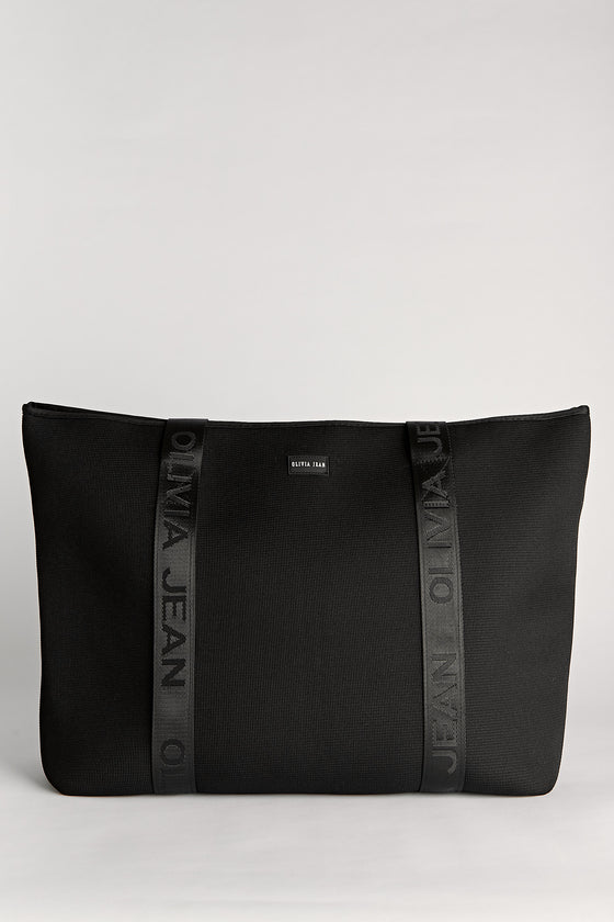 Stellar (Ribbed Black) Neoprene Tote Bag - With Zip Closure