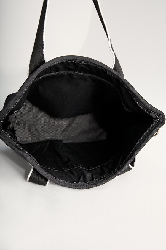 Harper (Black) Neoprene Tote/Crossbody Bag- With Zip Closure