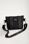 Tay (Ribbed Black) Neoprene Crossbody Bag- With Zip Closure