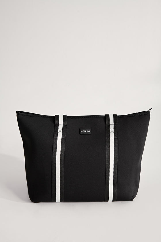 Manhattan (Black) Neoprene Tote Bag- With Zip Closure