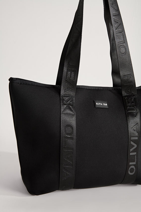 Olivia Jean (Black) Signature 2.0 Neoprene Tote Bag- With Zip Closure
