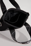 Tay (Ribbed Black/White) Neoprene Crossbody Bag- With Zip Closure