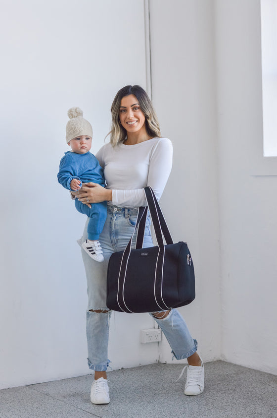 Alexis (Black) Weekender Neoprene Bag- With Zip Closure