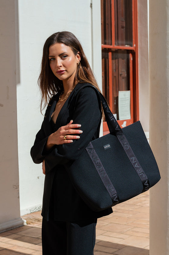 Olivia Jean (Black) Signature 2.0 Neoprene Tote Bag- With Zip Closure ...